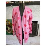 Pink Hearts Cardigan Size Large