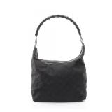 Gucci Bamboo Gg Nylon Shoulder Bag Black Nylon...