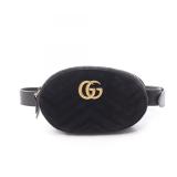 Gucci Gg Marmont Waist Bag Black Velvet Leather...