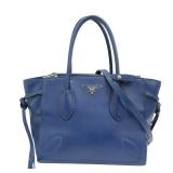 Prada Shoulder Handbag Calfskin Blue B 2925r