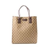 Gucci Gg Supreme Canvas Tote Handbag Beige Brown
