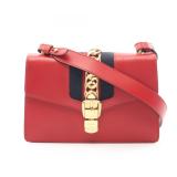 Gucci Sylvie Small Webline Shoulder Bag Red...
