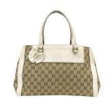 Gucci Trophy Tot Tote Bag White Calfskin Brown...