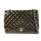 Chanel Green Lacquered Leather Maxi Classic...