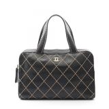 Chanel Black Wild Stitch Handbag Leather