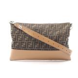 Zucca Shoulder bag Canvas Leather Brown Beige