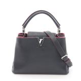 Capucines BB 2WAY Handbag Leather Dark navy