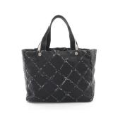 Old travel line Handbag Tote bag Nylon Black...