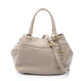 2WAY Handbag Leather Gray beige