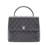 Matelasse Top handle Handbag Caviar skin Black...