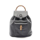 Bamboo Backpack Rucksack Leather Black