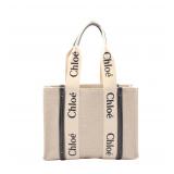 Chloe Woody Medium Tote Beige/Black