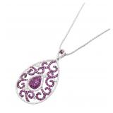 Ruby Diamond Necklace 18K White Gold