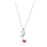 Ruby Diamond Necklace 18K White Gold
