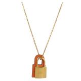 Hermes GHW O'Kelly Necklace Orange Swift