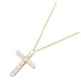 Tiffany Small Cross Diamond K18YG Necklace