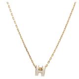Hermes Mini Pop H Necklace Metal Blanc