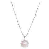 Pearl Diamond Necklace 18K White Gold