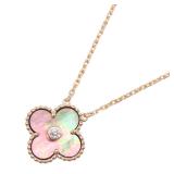 VCA Grey MOP Diamond Pink Gold Necklace
