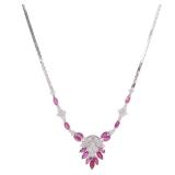 Ruby Diamond Necklace 14K White Gold