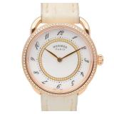 Hermes Arceau Quartz K18PG Diamond White