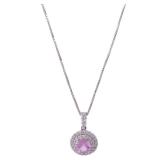 Pink Sapphire Diamond Platinum Necklace