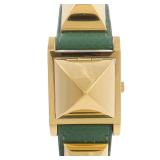 Hermes Medor Quartz Gold Plated White