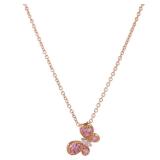 Pink Sapphire Tri-Color Gold Necklace