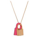 Hermes O'Kelly Pendant Necklace Gold Pink