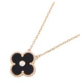 Van Cleef Onyx Diamond K18PG Necklace