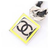 Chanel Coco Mark Leather Necklace Silver