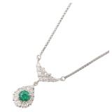 Emerald Diamond Platinum Necklace