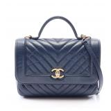 Chanel Chevron Top Handle Navy