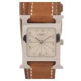 Hermes H Watch Quartz SS Silver