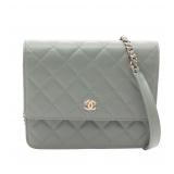 Chanel Chain Wallet Gray Green