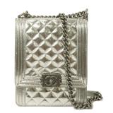 Chanel Boy North South Chain Bag Silver