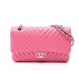 Chanel Chevron Double Flap Pink