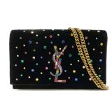 Saint Laurent Velvet Chain Crossbody Black