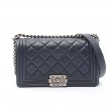 Chanel Boy Navy Antique Silver
