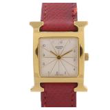Hermes H Watch Quartz Gold Plated Silver