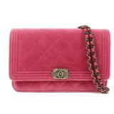 Chanel WOC Velvet Shoulder Bag Pink