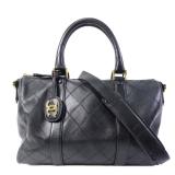 Chanel Vintage CC 2-Way Boston Bag Black