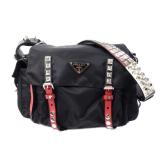 Prada 1BD118 Nylon Shoulder Bag Black