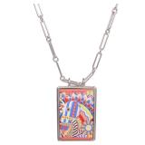 Hermes Locket Silver Metal Necklace