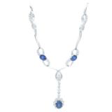 Sapphire Diamond Necklace 18K White Gold