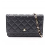 Chanel Caviar Chain Wallet Black