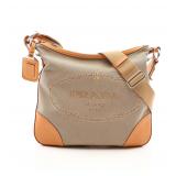 PRADA Logo Jacquard Shoulder Beige