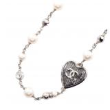 Chanel CC Heart Pearl Necklace C24K