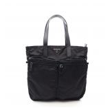 PRADA Logo Plate Tote Black