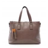 GUCCI Bamboo Tassel Tote Gray Brown